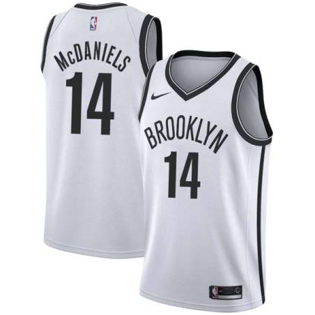 White K.J. McDaniels Nets #14 Twill Basketball Jersey FREE SHIPPING