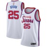 White Classic Damone Brown Twill Basketball Jersey -76ers #25 Brown Twill Jerseys, FREE SHIPPING