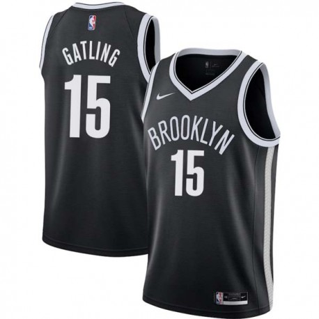 Black Chris Gatling Nets #15 Twill Basketball Jersey FREE SHIPPING