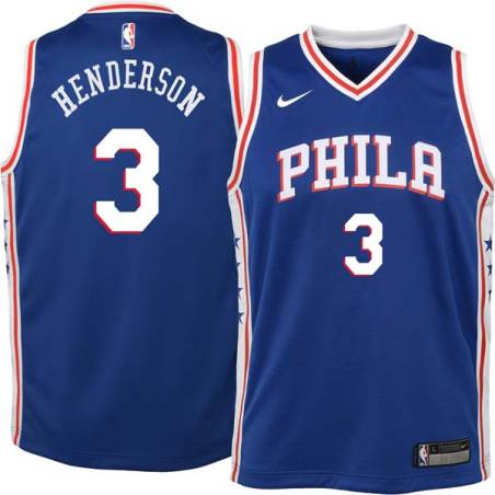 Blue Dave Henderson Twill Basketball Jersey -76ers #3 Henderson Twill Jerseys, FREE SHIPPING