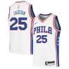 White Marc Jackson Twill Basketball Jersey -76ers #25 Jackson Twill Jerseys, FREE SHIPPING