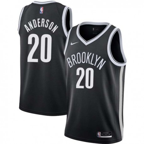 Black Dan Anderson Nets #20 Twill Basketball Jersey FREE SHIPPING