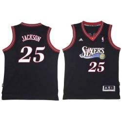 Black Throwback Marc Jackson Twill Basketball Jersey -76ers #25 Jackson Twill Jerseys, FREE SHIPPING