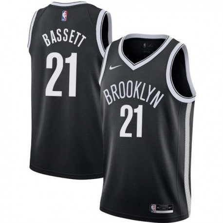 Black Tim Bassett Nets #21 Twill Basketball Jersey FREE SHIPPING