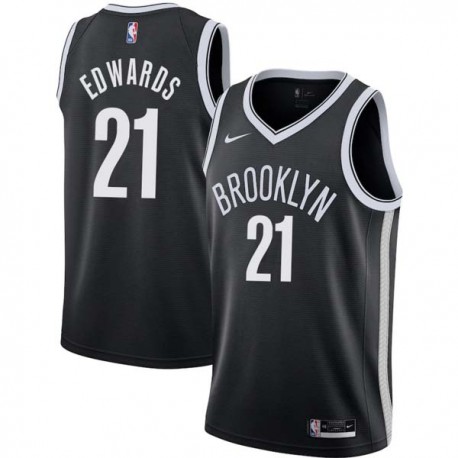 Black Kevin Edwards Nets #21 Twill Basketball Jersey FREE SHIPPING