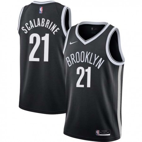 Black Brian Scalabrine Nets #21 Twill Basketball Jersey FREE SHIPPING