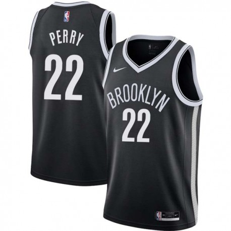 Black Ron Perry Nets #22 Twill Basketball Jersey FREE SHIPPING