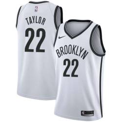 White Oliver Taylor Nets #22 Twill Basketball Jersey FREE SHIPPING