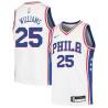 White Elliot Williams Twill Basketball Jersey -76ers #25 Williams Twill Jerseys, FREE SHIPPING
