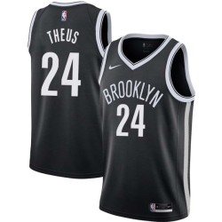 Black Reggie Theus Nets #24 Twill Basketball Jersey FREE SHIPPING