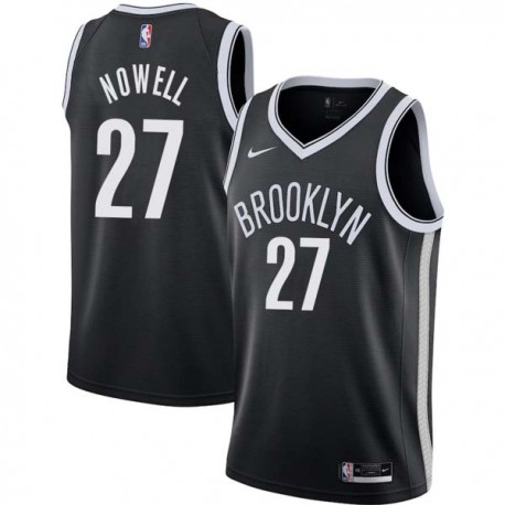 Black Mel Nowell Nets #27 Twill Basketball Jersey FREE SHIPPING