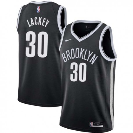 Black Bob Lackey Nets #30 Twill Basketball Jersey FREE SHIPPING