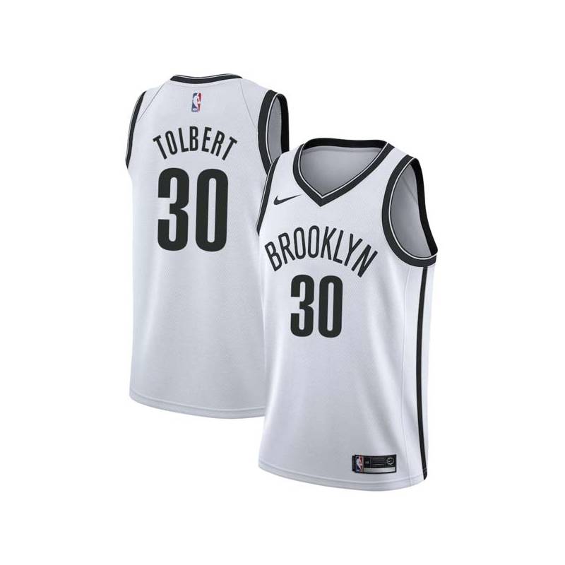 White Ray Tolbert Nets #30 Twill Basketball Jersey FREE SHIPPING