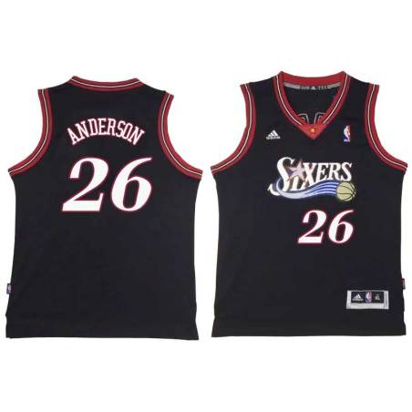 Black Throwback Cliff Anderson Twill Basketball Jersey -76ers #26 Anderson Twill Jerseys, FREE SHIPPING