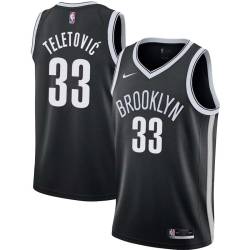 Black Mirza Teletovic Nets #33 Twill Basketball Jersey FREE SHIPPING