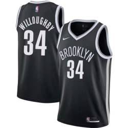 Black Bill Willoughby Nets #34 Twill Basketball Jersey FREE SHIPPING