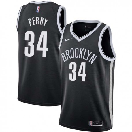 Black Tim Perry Nets #34 Twill Basketball Jersey FREE SHIPPING