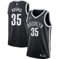 Black Kim Hughes Nets #35 Twill Basketball Jersey FREE SHIPPING