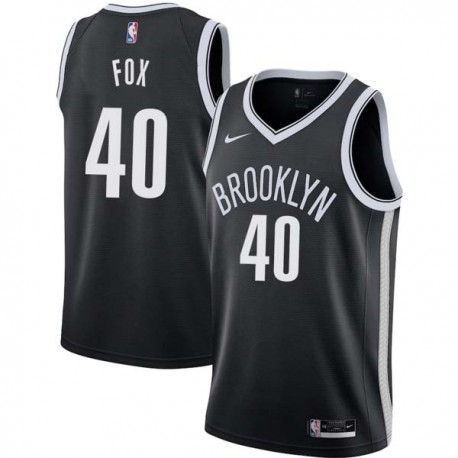 Black Jim Fox Nets #40 Twill Basketball Jersey FREE SHIPPING