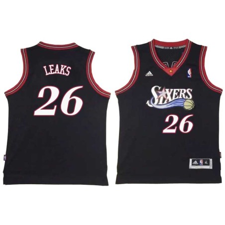 Black Throwback Manny Leaks Twill Basketball Jersey -76ers #26 Leaks Twill Jerseys, FREE SHIPPING