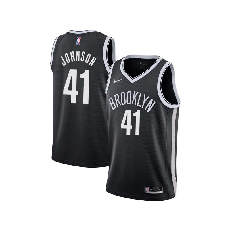 Black Stew Johnson Nets #41 Twill Basketball Jersey FREE SHIPPING