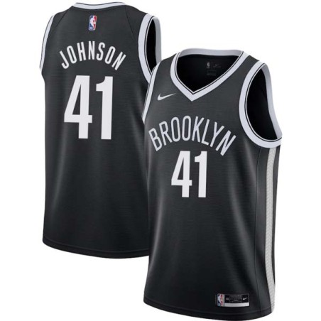 Black Stew Johnson Nets #41 Twill Basketball Jersey FREE SHIPPING