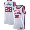 White Classic Rod Freeman Twill Basketball Jersey -76ers #26 Freeman Twill Jerseys, FREE SHIPPING