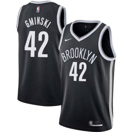 Black Mike Gminski Nets #42 Twill Basketball Jersey FREE SHIPPING