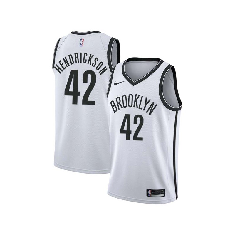 White Mark Hendrickson Nets #42 Twill Basketball Jersey FREE SHIPPING