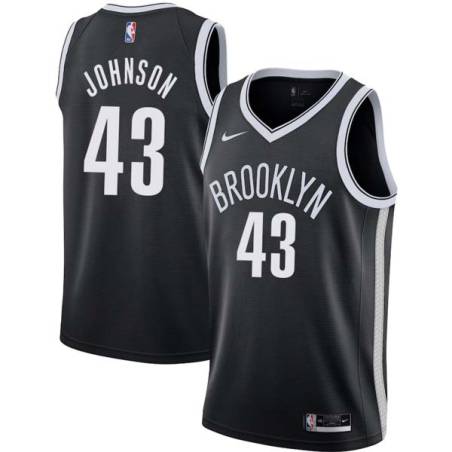 Black George Johnson Nets #43 Twill Basketball Jersey FREE SHIPPING