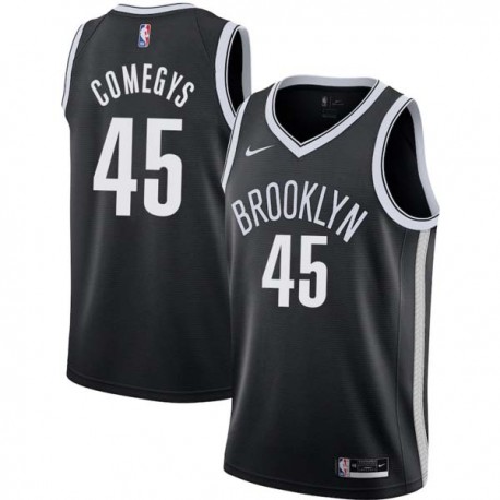 Black Dallas Comegys Nets #45 Twill Basketball Jersey FREE SHIPPING