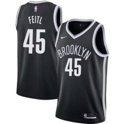 Black Dave Feitl Nets #45 Twill Basketball Jersey FREE SHIPPING