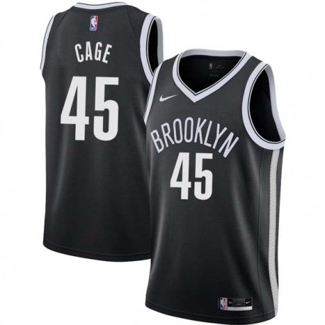 Black Michael Cage Nets #45 Twill Basketball Jersey FREE SHIPPING