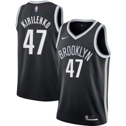 Black Andrei Kirilenko Nets #47 Twill Basketball Jersey FREE SHIPPING