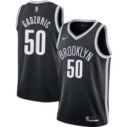 Black Dan Gadzuric Nets #50 Twill Basketball Jersey FREE SHIPPING