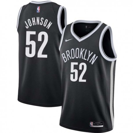 Black George Johnson Nets #52 Twill Basketball Jersey FREE SHIPPING