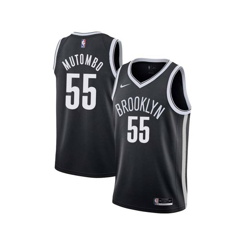 Black Dikembe Mutombo Nets #55 Twill Basketball Jersey FREE SHIPPING