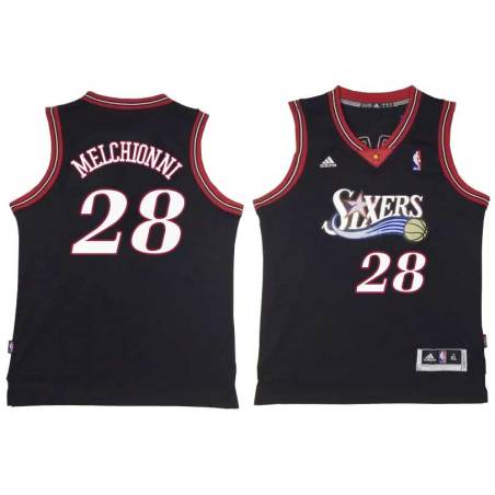 Black Throwback Bill Melchionni Twill Basketball Jersey -76ers #28 Melchionni Twill Jerseys, FREE SHIPPING