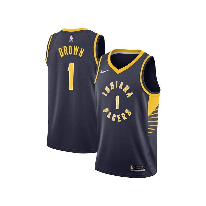 Navy Roger Brown Pacers #1 Twill Basketball Jersey FREE SHIPPING