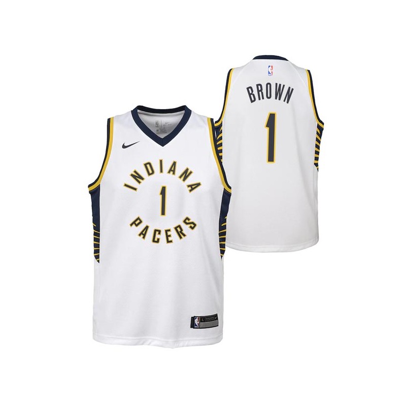 White Roger Brown Pacers #1 Twill Basketball Jersey FREE SHIPPING