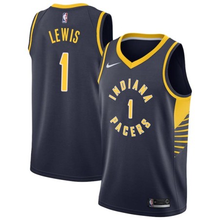 Navy Freddie Lewis Pacers #1 Twill Basketball Jersey FREE SHIPPING