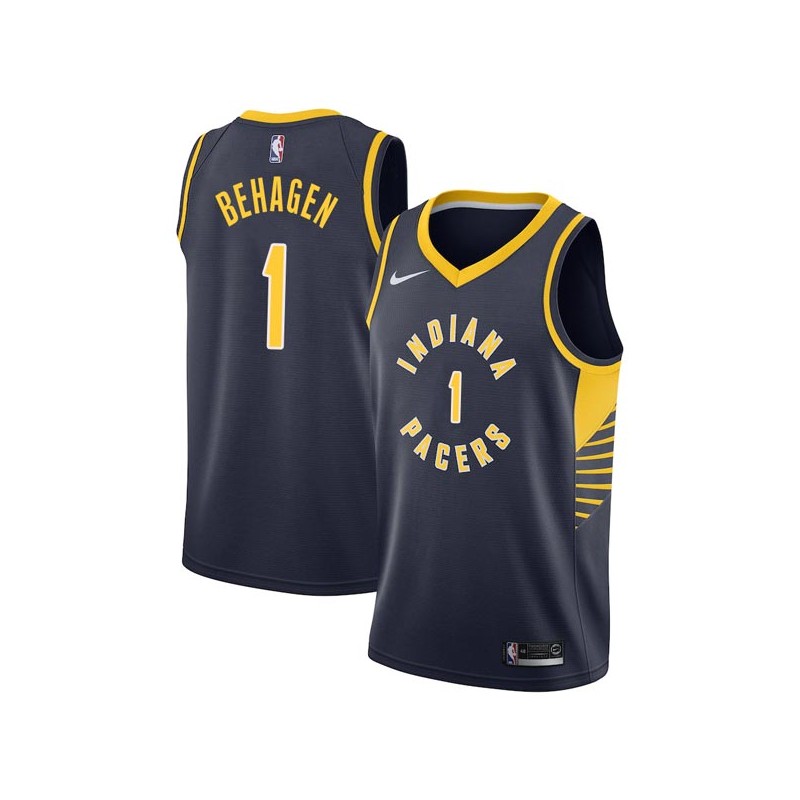 Navy Ron Behagen Pacers #1 Twill Basketball Jersey FREE SHIPPING