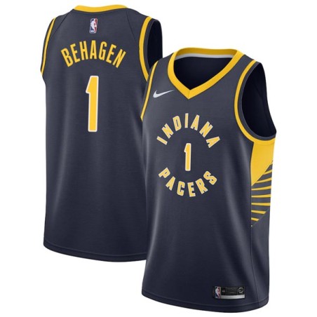 Navy Ron Behagen Pacers #1 Twill Basketball Jersey FREE SHIPPING