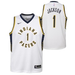 White Stephen Jackson Pacers #1 Twill Basketball Jersey FREE SHIPPING