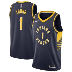 Navy Joe Young Pacers #1 Twill Basketball Jersey FREE SHIPPING