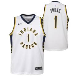 White Joe Young Pacers #1 Twill Basketball Jersey FREE SHIPPING