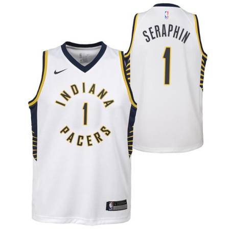 White Kevin Seraphin Pacers #1 Twill Basketball Jersey FREE SHIPPING