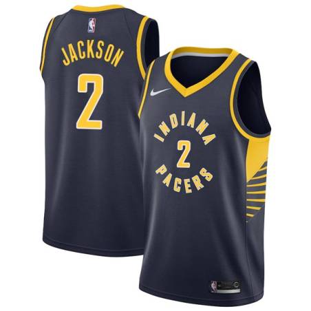 Navy Ralph Jackson Pacers #2 Twill Basketball Jersey FREE SHIPPING