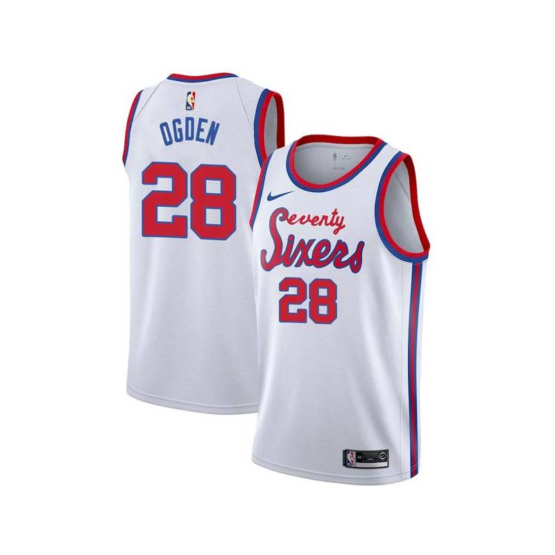 White Classic Bud Ogden Twill Basketball Jersey -76ers #28 Ogden Twill Jerseys, FREE SHIPPING