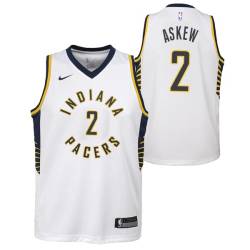 White Vincent Askew Pacers #2 Twill Basketball Jersey FREE SHIPPING